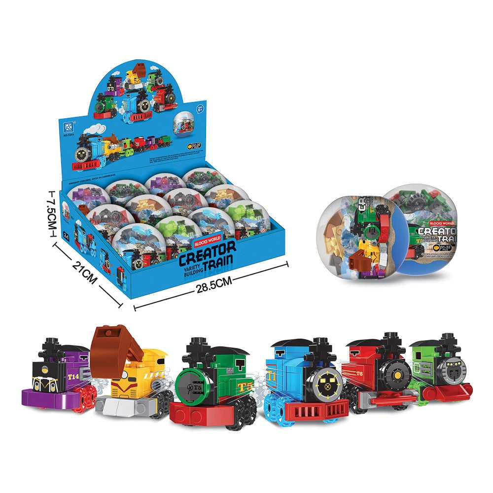 12x Überraschungsei Lokomotive 🚂 – Klemmbaustein Zug Spielzeug für Kinder 🎁