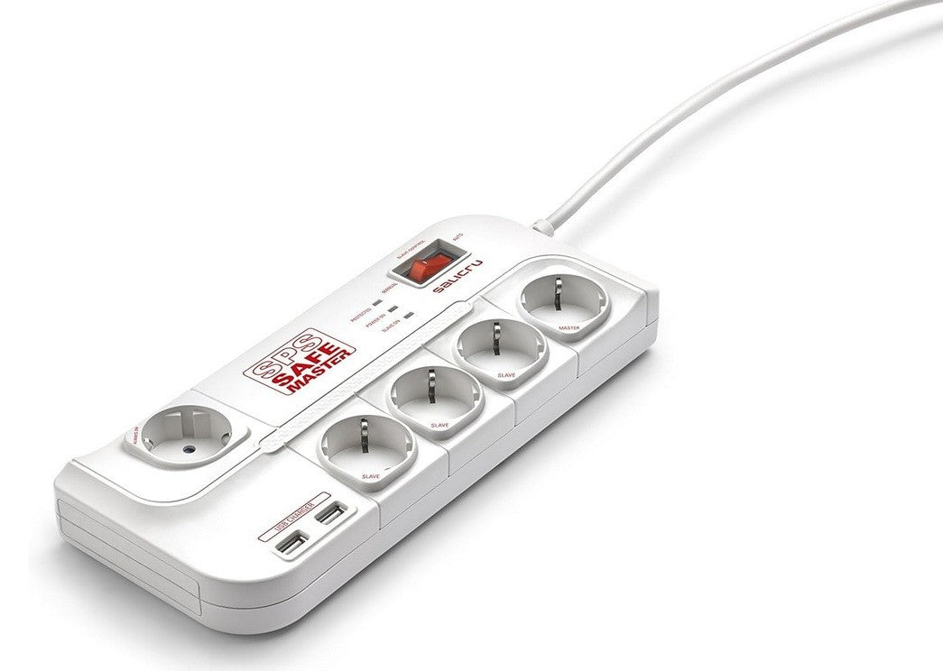 Steckdosenleiste SALICRU SPS SAFE MASTER Überspannungsschutz 5 Plugs+2xUSB