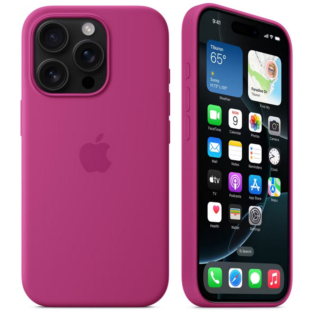Silikon Tasche Case für Apple iPhone 16 Pro Pink / Lila, Fuchsia - MagSafe Model A3315 #MYNZ3FE / A