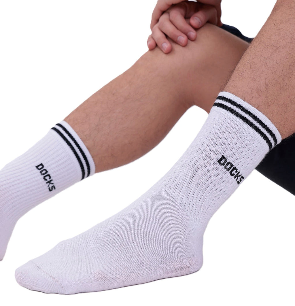 12 Paar DOCKS Socken Komfortbund Sport Tennis Socken Damen Herren weiß 43-46