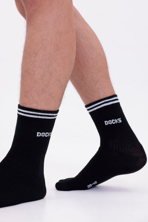 12 Paar DOCKS Socken Komfortbund Sport Tennis Socken Damen Herren schwarz 35-38