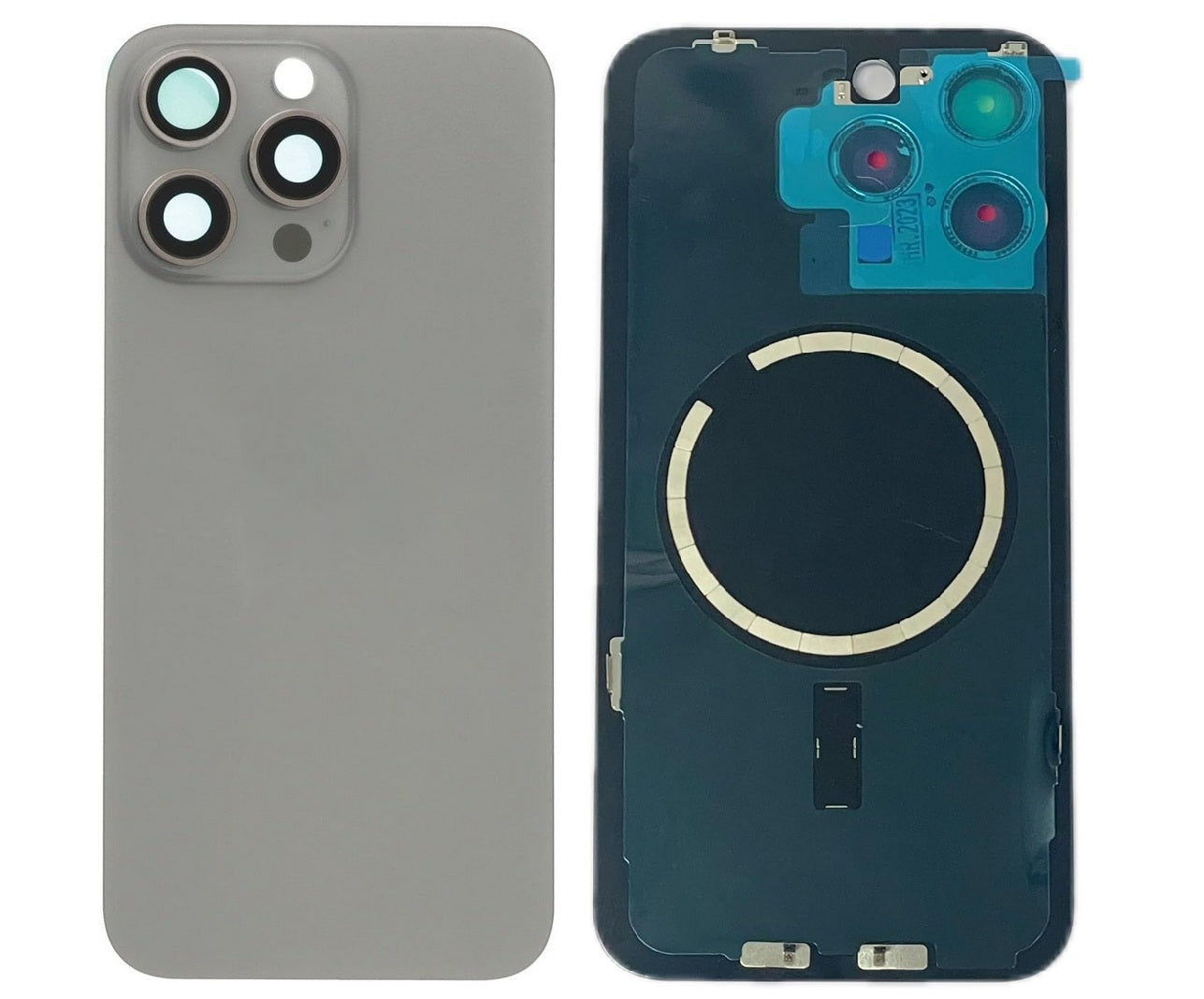 Akkudeckel Backcover für iPhone 15 Pro Max Titan +Magnet Linse Glas, #AS137222