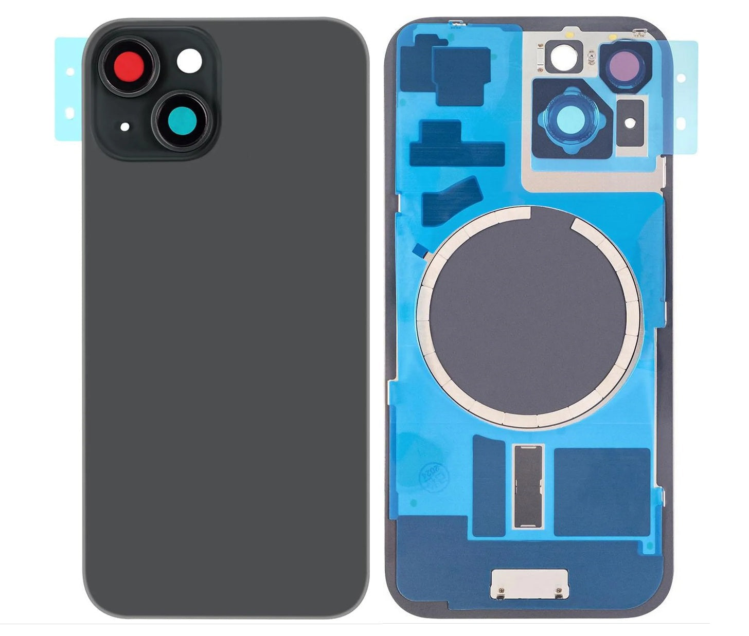 Akkudeckel Backcover für iPhone 15 Schwarz +Magnet Linse Metallplatte, #AS149730