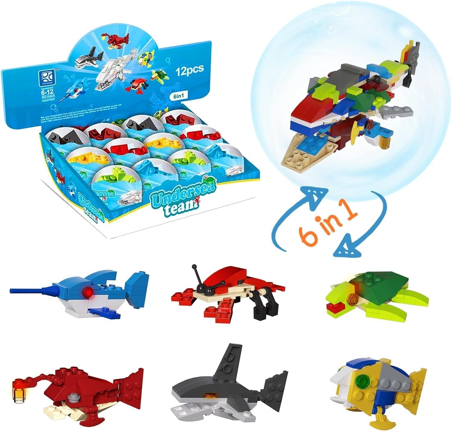 12x Meerestiere Überraschungseier Bausteine Spielzeug Set Kinder Ostergeschenk
