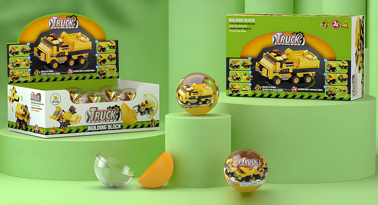 6x Überraschungsei Baufahrzeug– Klemmbausteine für Kinder Geschenk Spielzeug 🛻