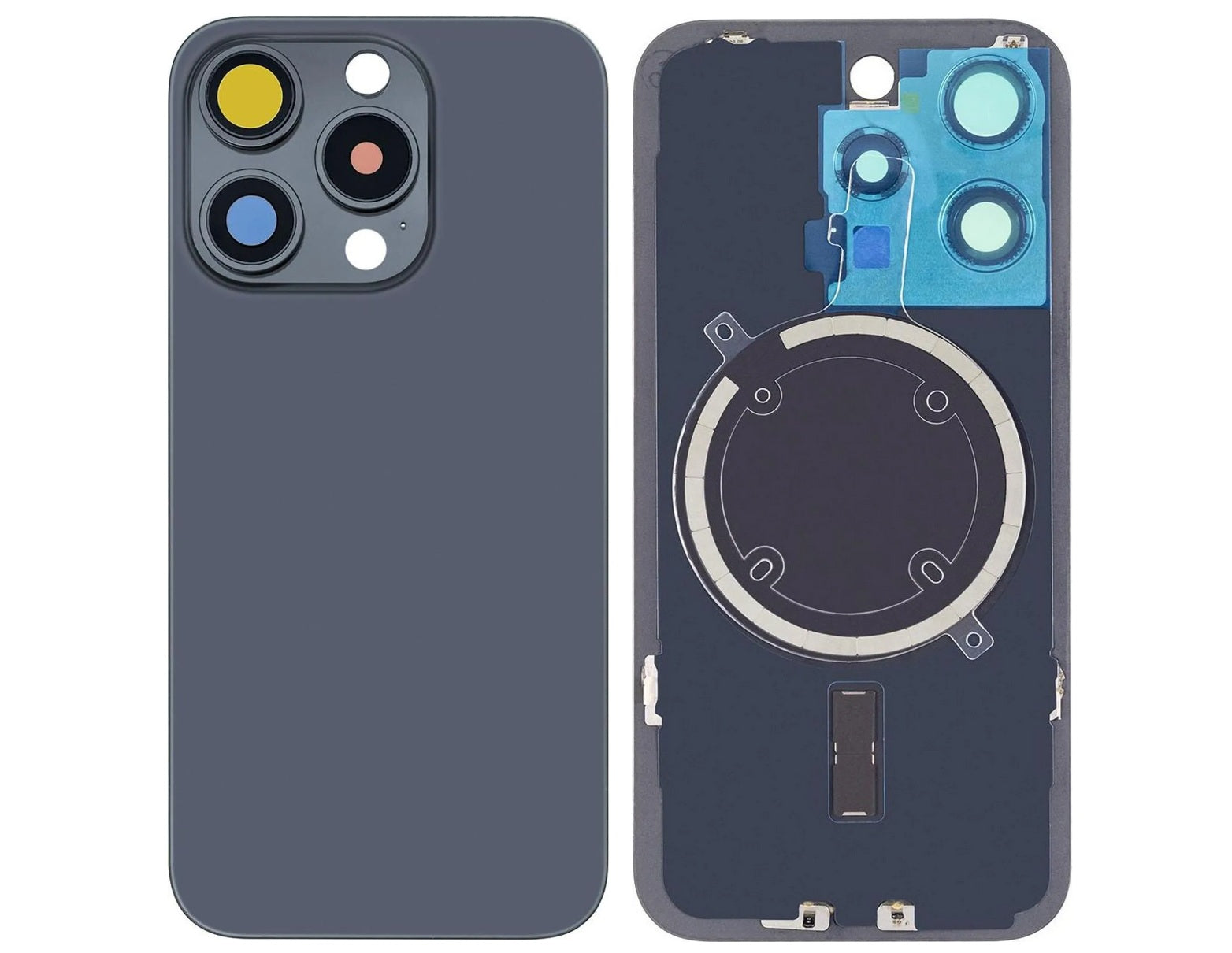 Akkudeckel Backcover für iPhone 15 Pro Blau Titan Magnet Metallplatte, #AS137383