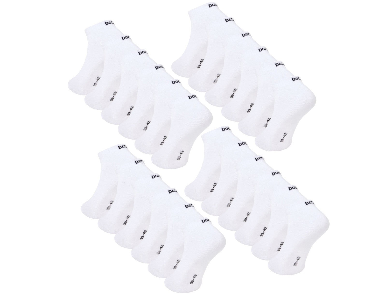 6–24 Paar DOCKS Sneaker Socken Baumwolle Atmungsaktive Damen & Herren weiß 35-38 6er Pack