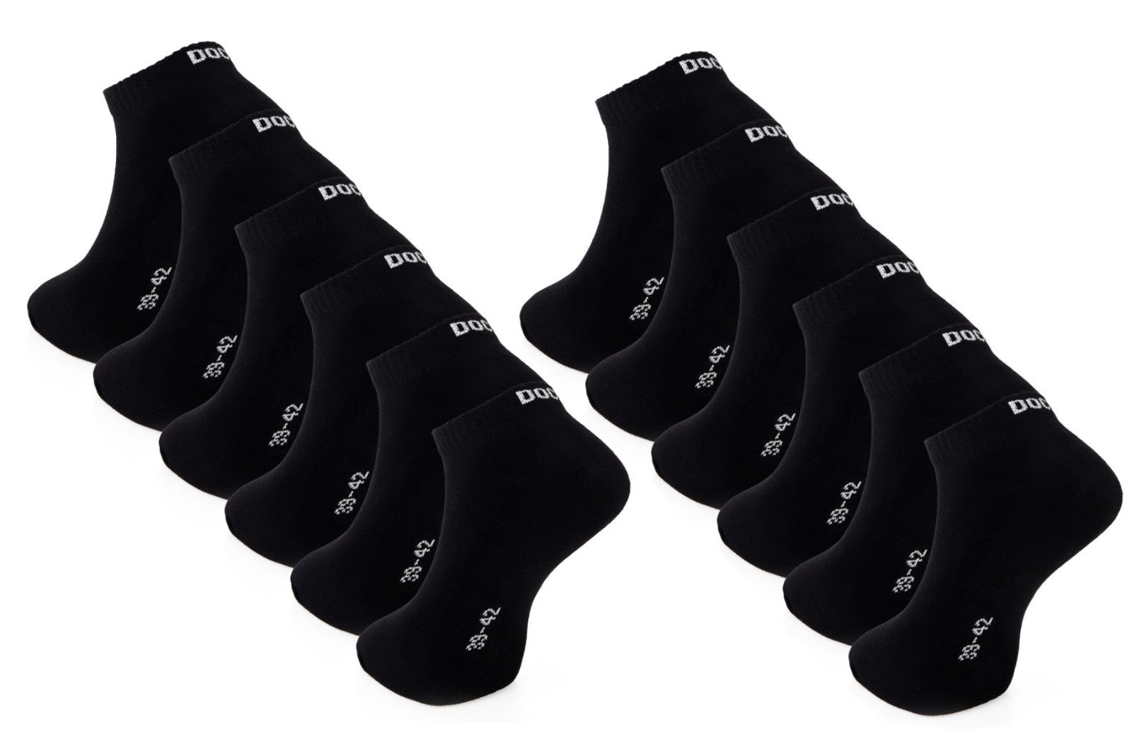DOCKS Socken Sneaker Socken Baumwolle Weiß Schwarz Größen 35-38 39-42 43-46 Schwarz 39-42 6er Pack