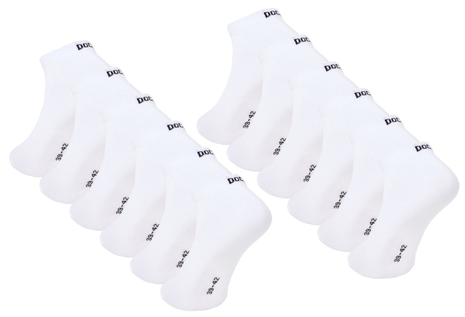 DOCKS Socken Sneaker Socken Baumwolle Weiß Schwarz Größen 35-38 39-42 43-46 Weiß 39-42 12er Pack