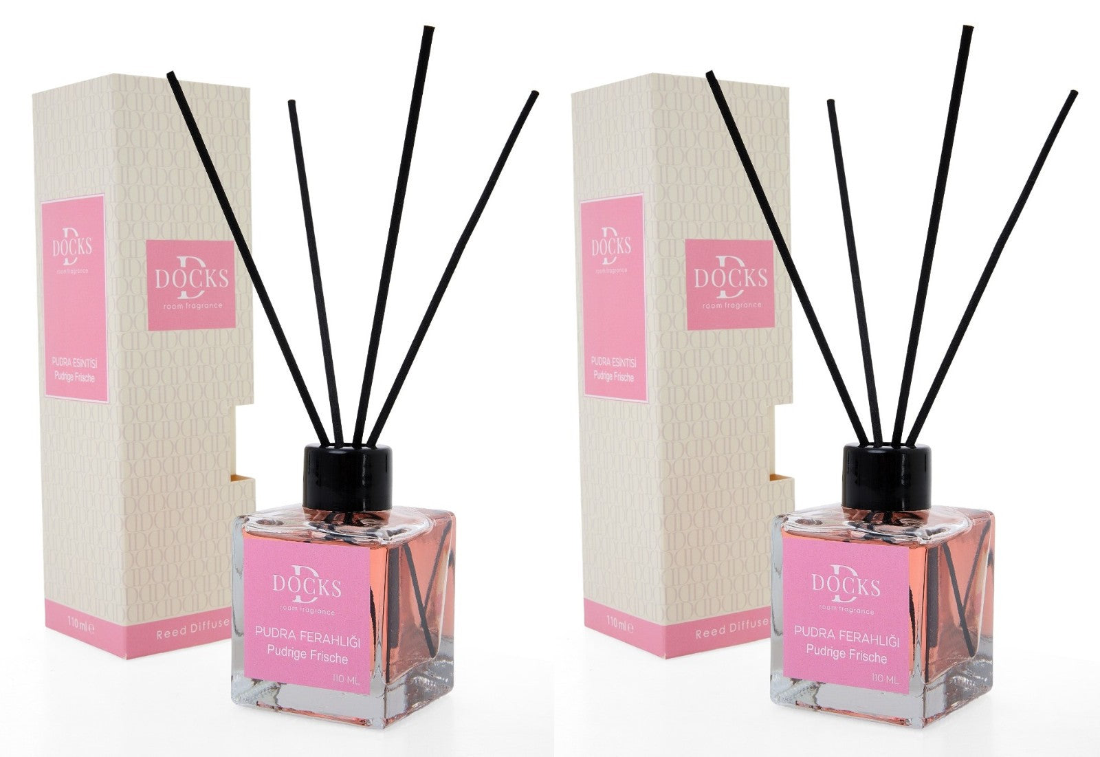 2x Set DOCKS Raumduft Stäbchen Lufterfrischer Duftstäbchen Pudrige Frische 220ml