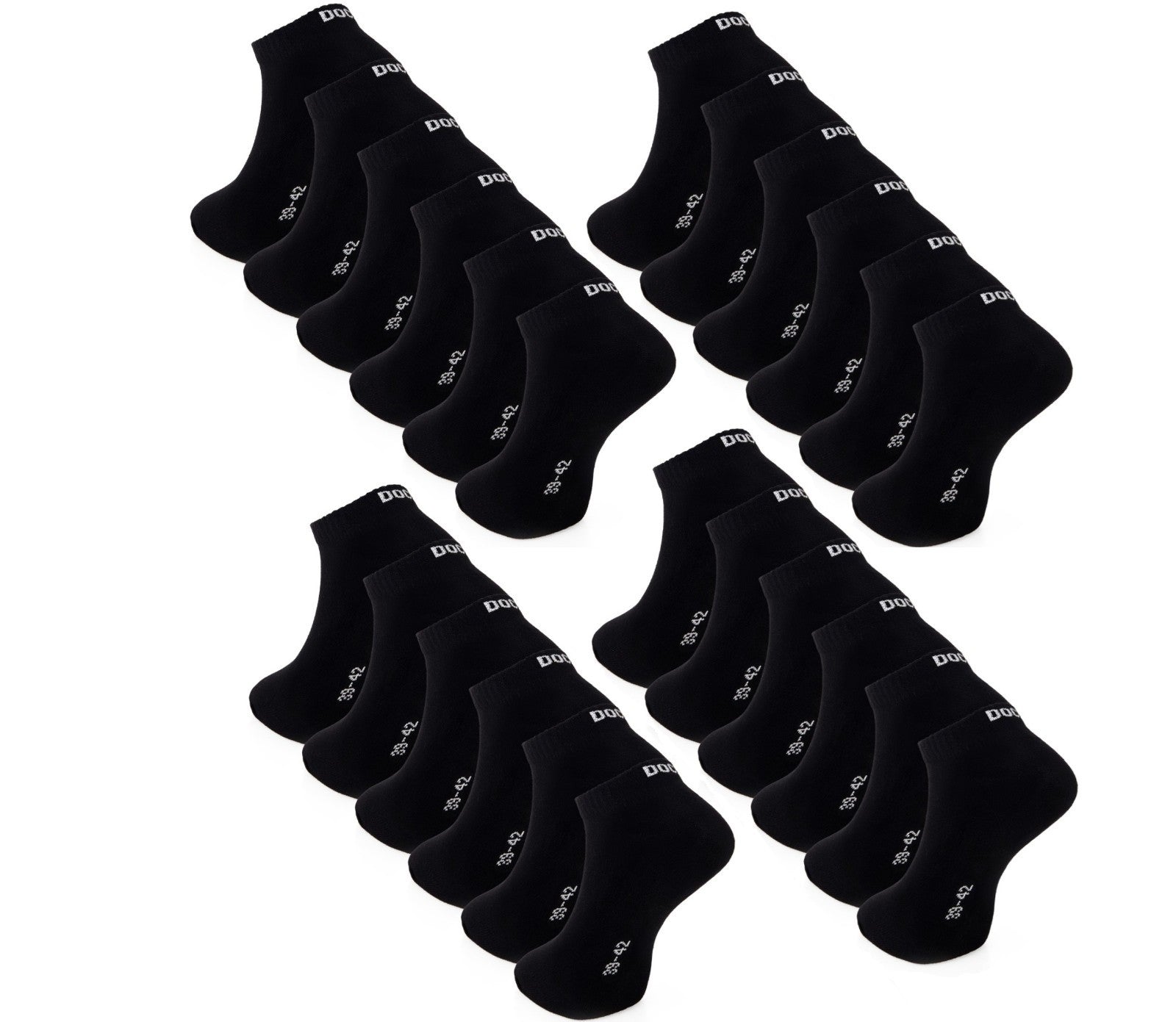 DOCKS Socken Sneaker Socken Baumwolle Weiß Schwarz Größen 35-38 39-42 43-46 Schwarz 43-46 24er Pack
