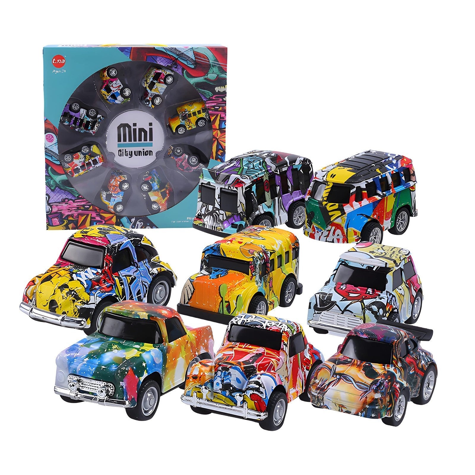 8 x Spielzeugauto mit Rückzug Leichtmetall Kinderspielzeug Käfer Bulli Van Bus