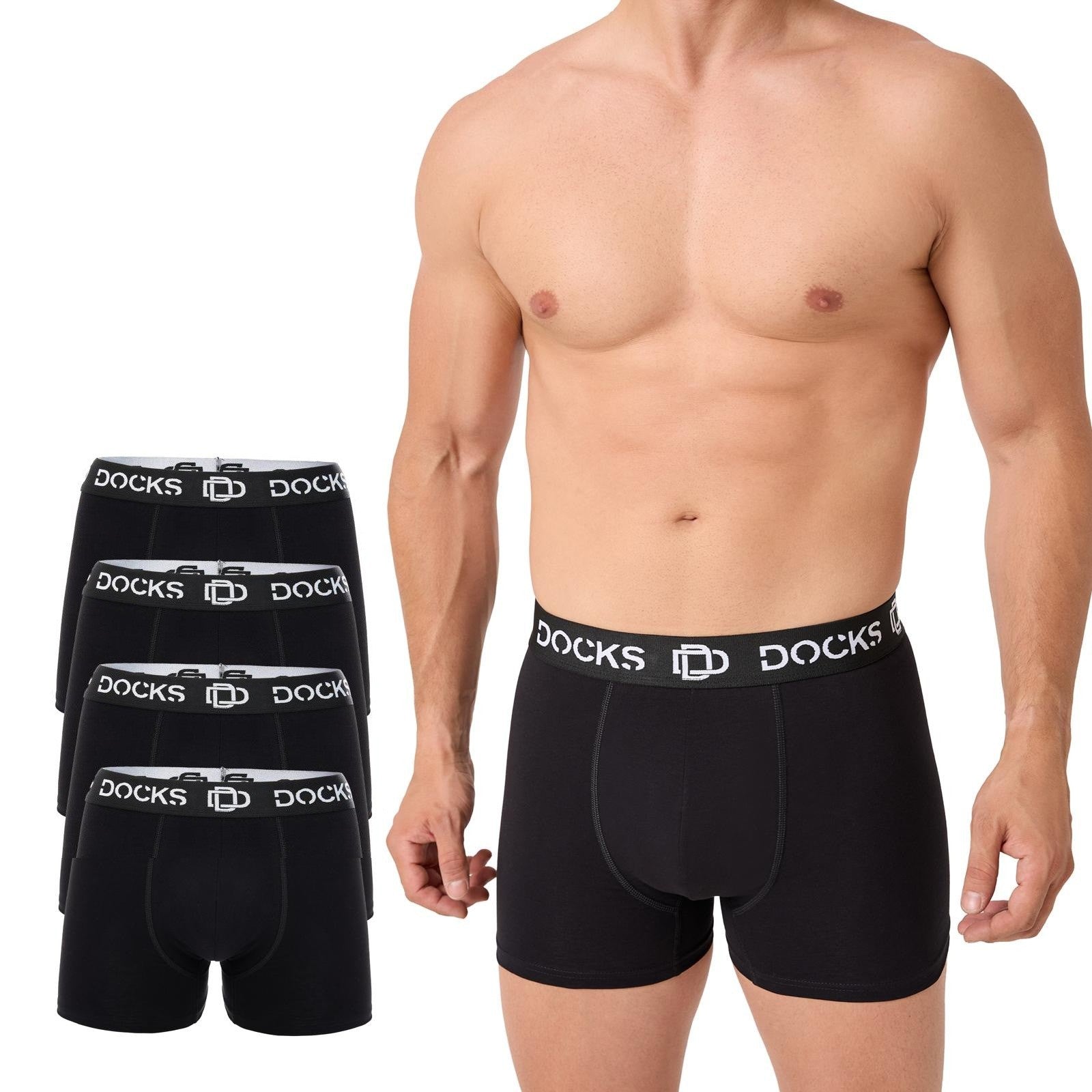 Bequeme Herren Boxershorts Schwarz Baumwolle Männer Unterhose Boxer 4 Stk M-4XL Schwarz M