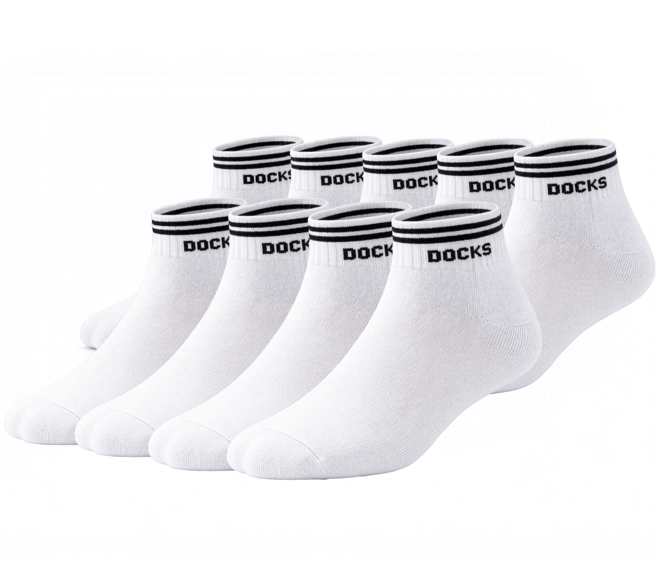 9er Pack DOCKS Sneaker Socken Baumwolle Atmungsaktive Damen & Herren weiß 43-46