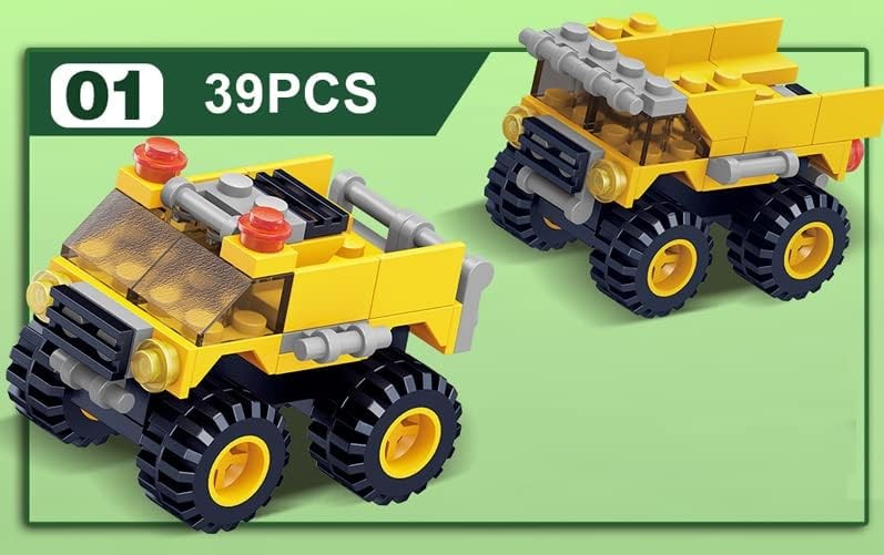 6x Überraschungsei Baufahrzeug– Klemmbausteine für Kinder Geschenk Spielzeug 🛻