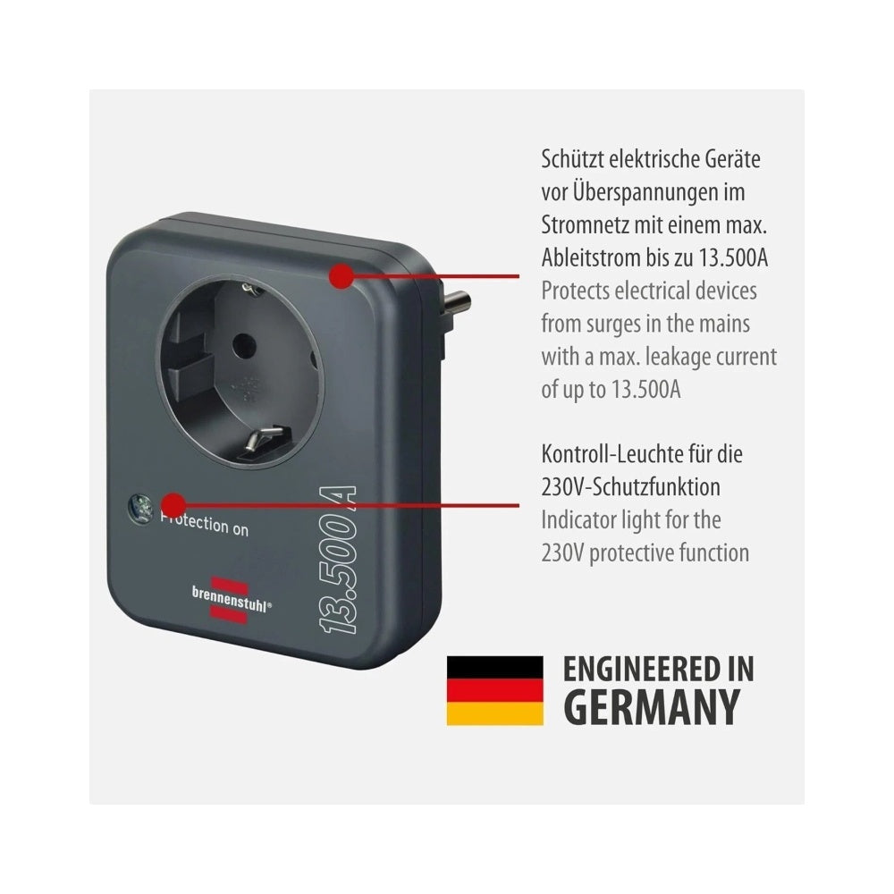 2 stück Brennenstuhl Überspannungsschutz Steckdosenadapter 13.500A Blitzschutz