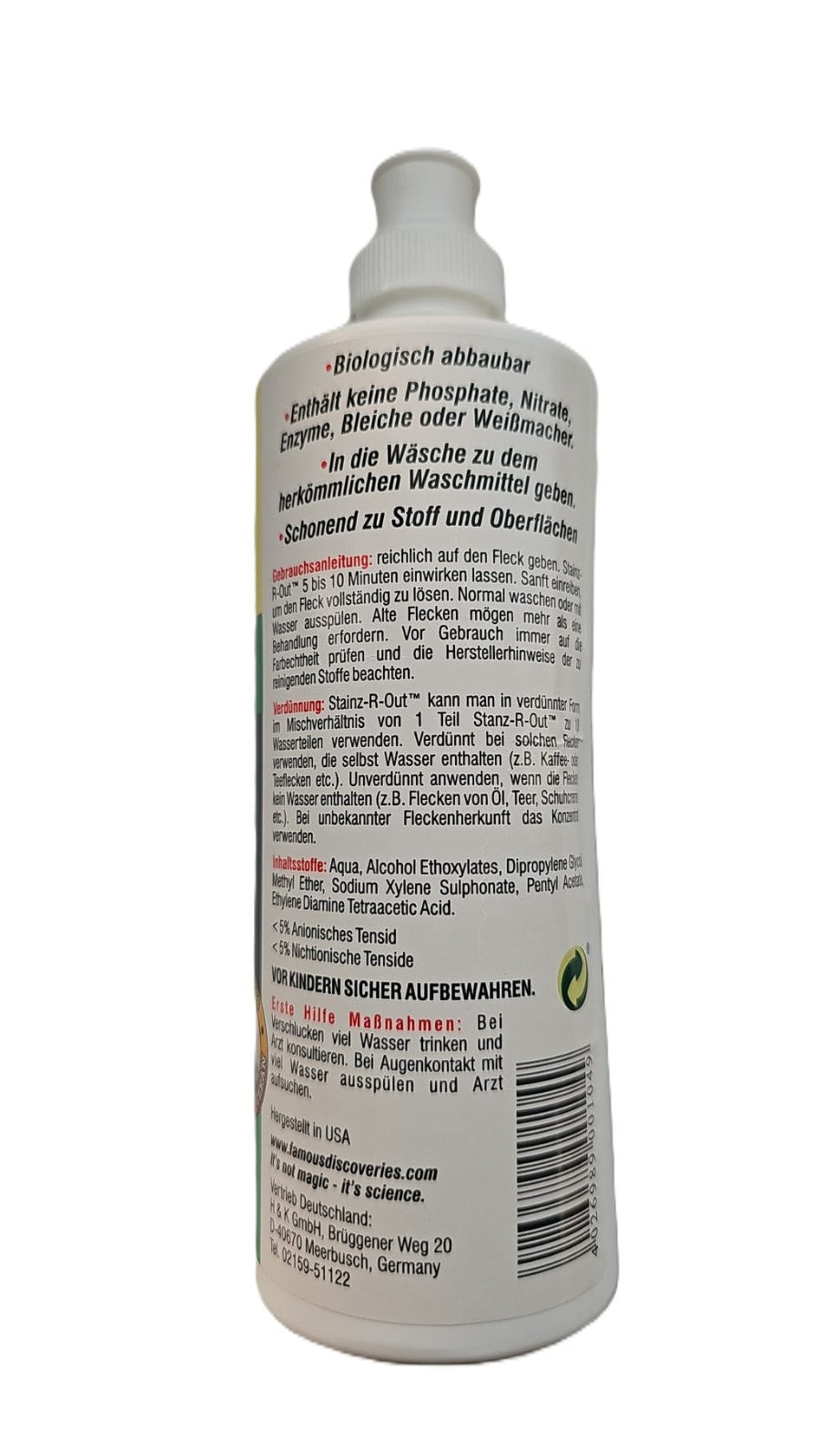 Stainz-R-Out Ultra Fleckentferner Konzentrat Spezial Blut Tinte Teer Wein Farbe