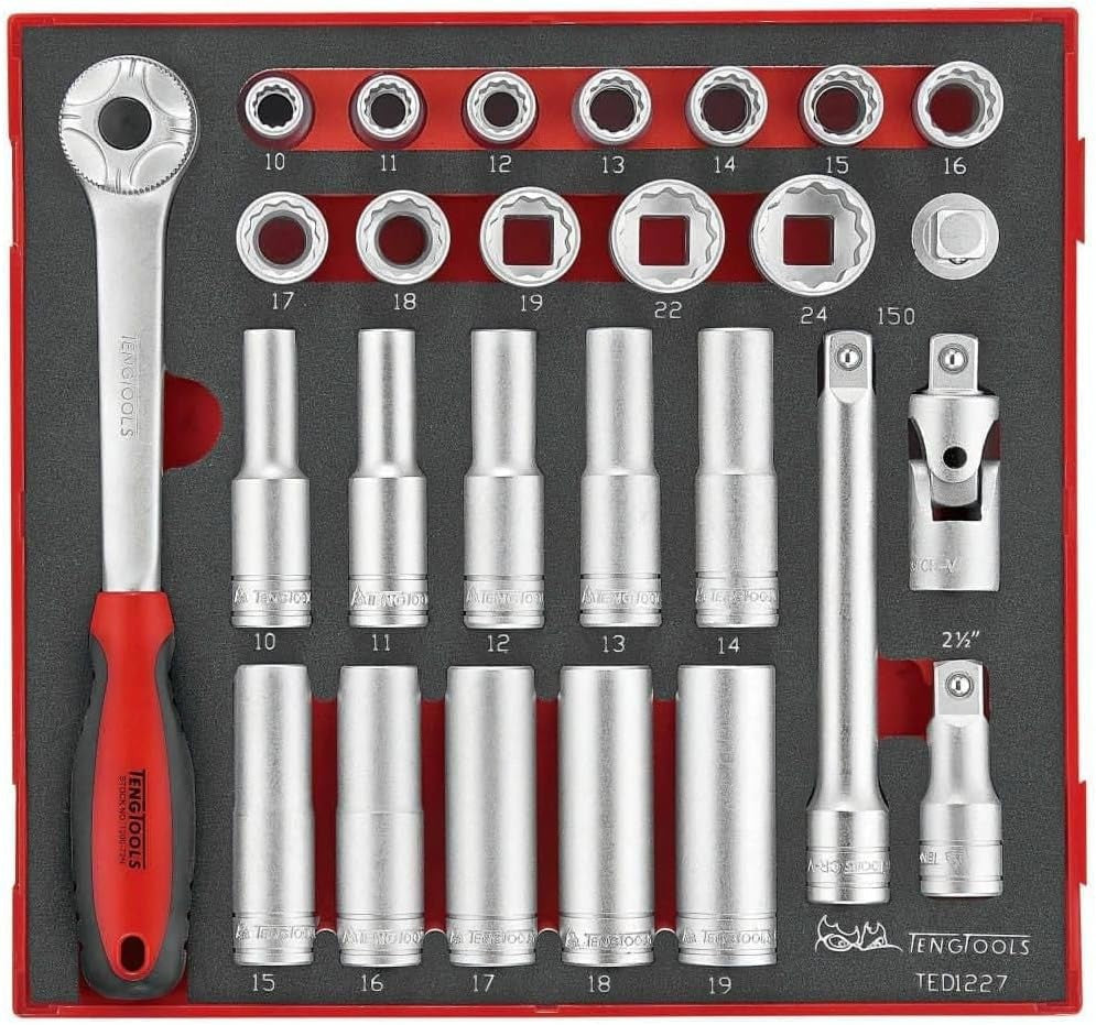 Teng Tools 27 Teile Metrisch 1 / 2 leerer Verschluss Oberteilen / Top-Schlüssel-Sets