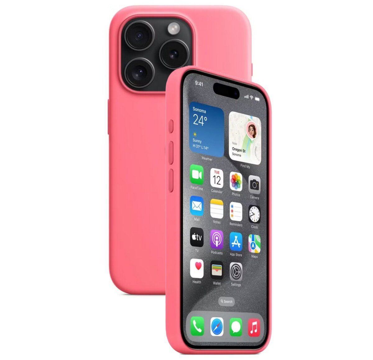 Silikon Tasche Case für Apple iPhone 15 Pro Max Hell Rosa Hülle - MagSafe Model A3126 #MT1U3FE / A