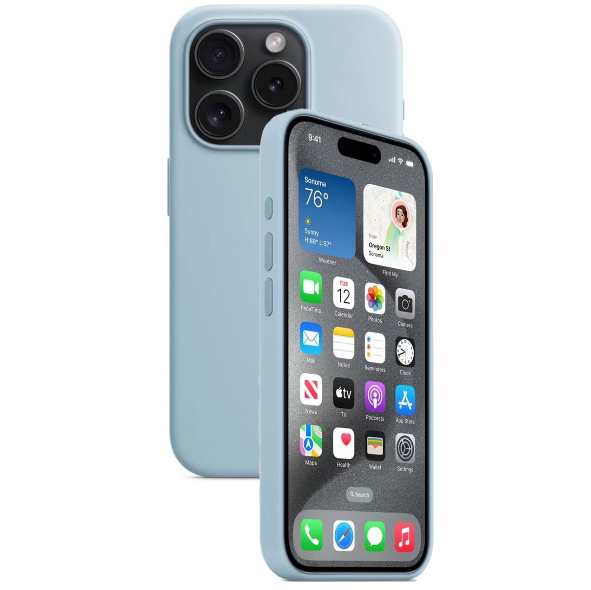Silikon Tasche Case für Apple iPhone 15 Pro Max Hellblau, Light Blue MagSafe Model A3126 #MWNR3FE / A
